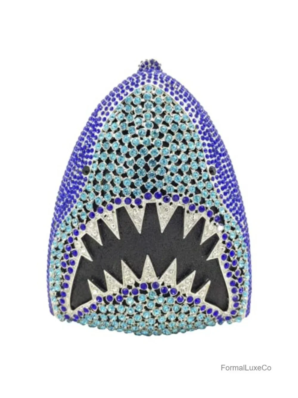 3D Shark Head Shape Crystal Clutch Evening Bag Rhinestone Party Purse